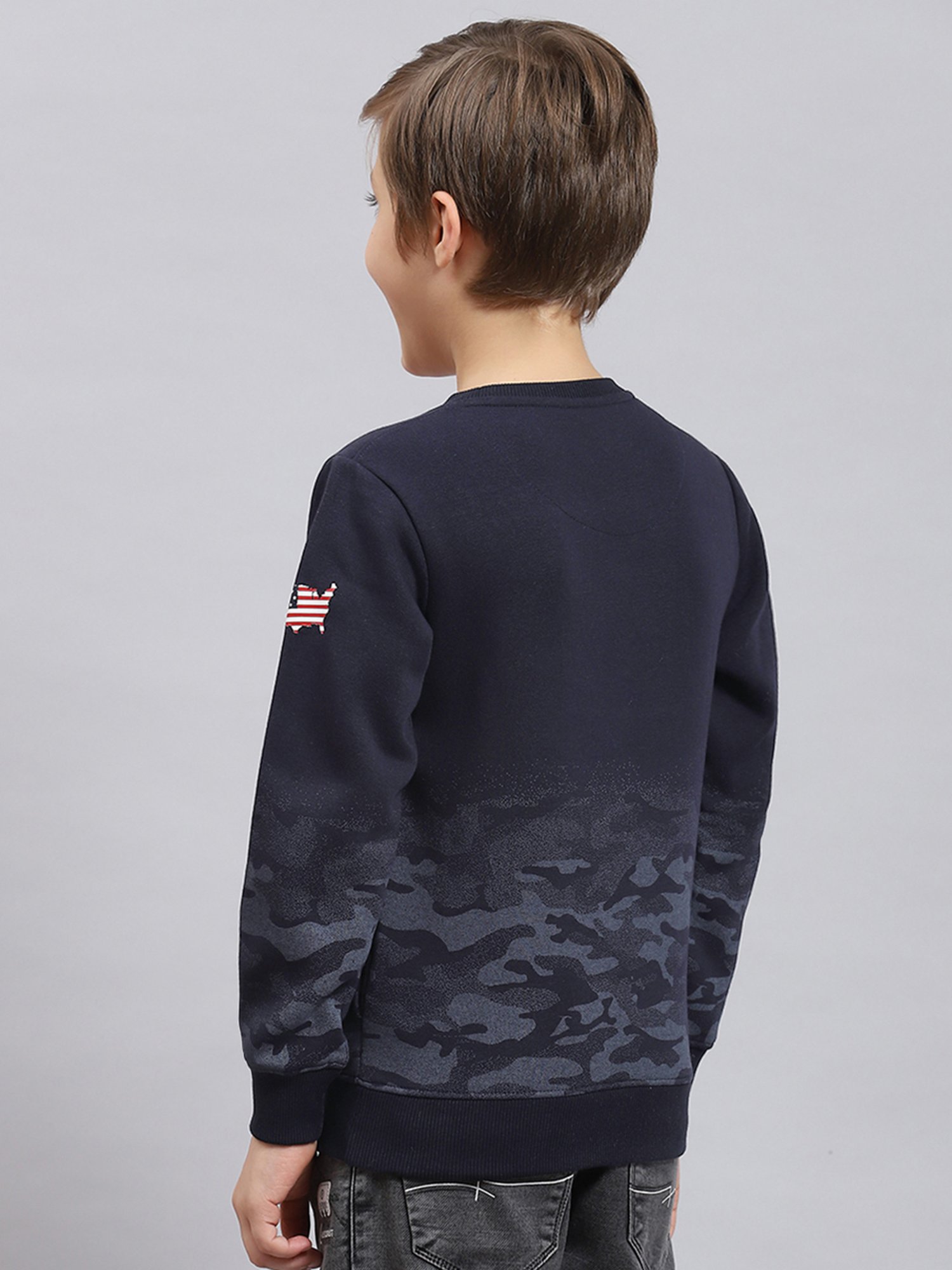 Monte Carlo Kids Navy Printed Full Sleeves Sweatshirt