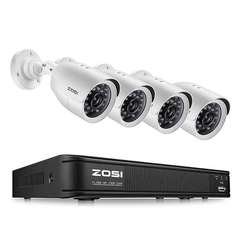 1080p H265+ Home Security Camera System 5MP Lite 8 Channel CCTV DVR Recorder with 4 x 1920TVL Security Camera Outdoor Indoor 80ft Night Vision Remote Access Motion Detection No Hard Drive