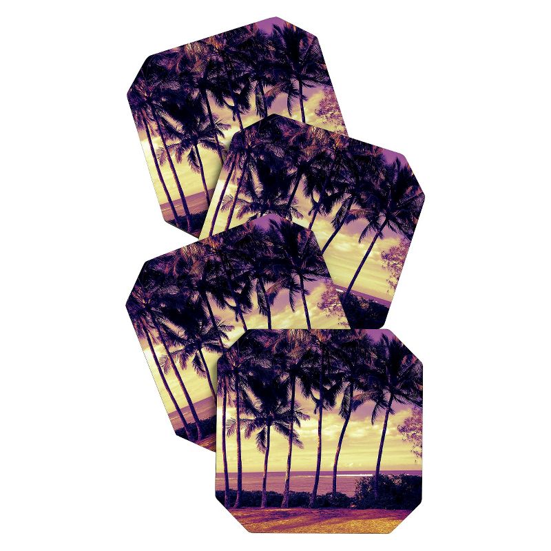 Deb Haugen Crozier Sunset Coaster Set - Light Gold - Deny Designs