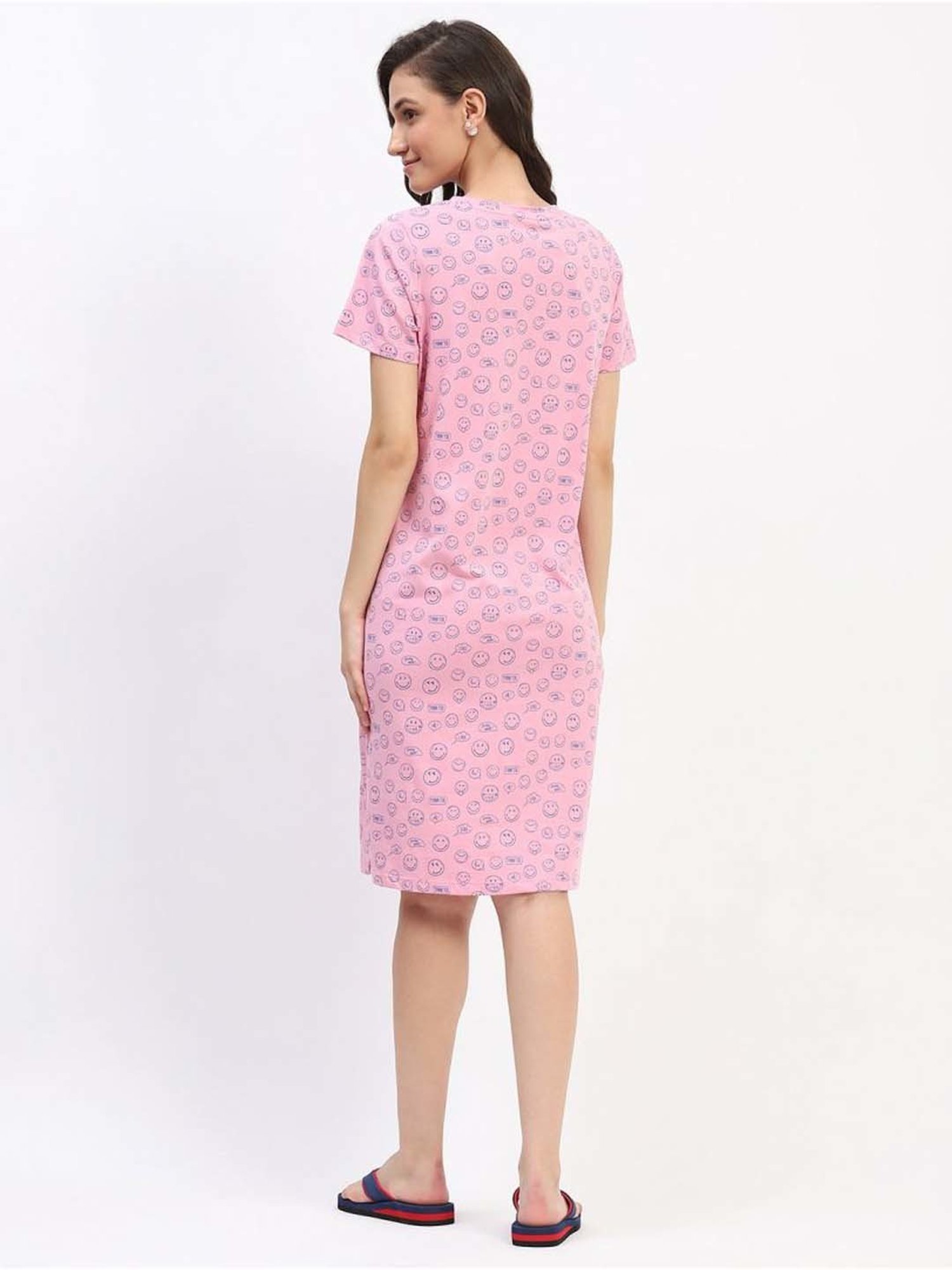 MADAME M Secret Pink Cotton Printed Sleep Tees