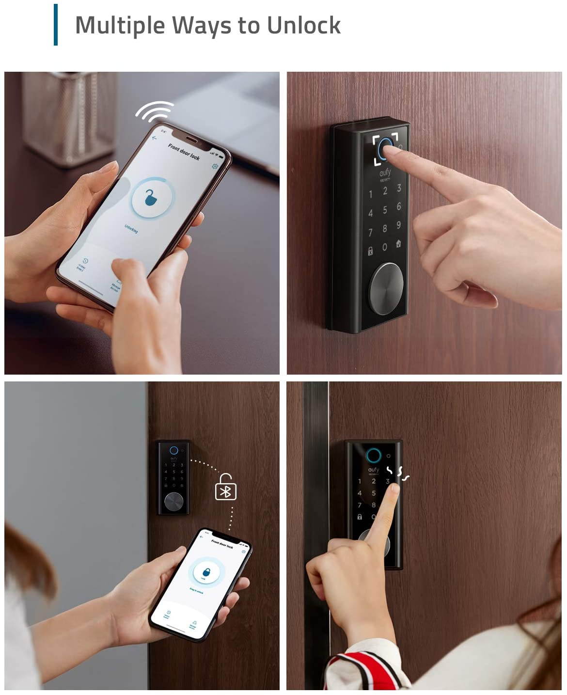 eufy Security Smart Lock Touch, Remotely Control with Wi-Fi Bridge, Fingerprint Keyless Entry Door Lock, Bluetooth Electronic Deadbolt, Touchscreen Keypad, BHMA Certified, IP65 Weatherproofing