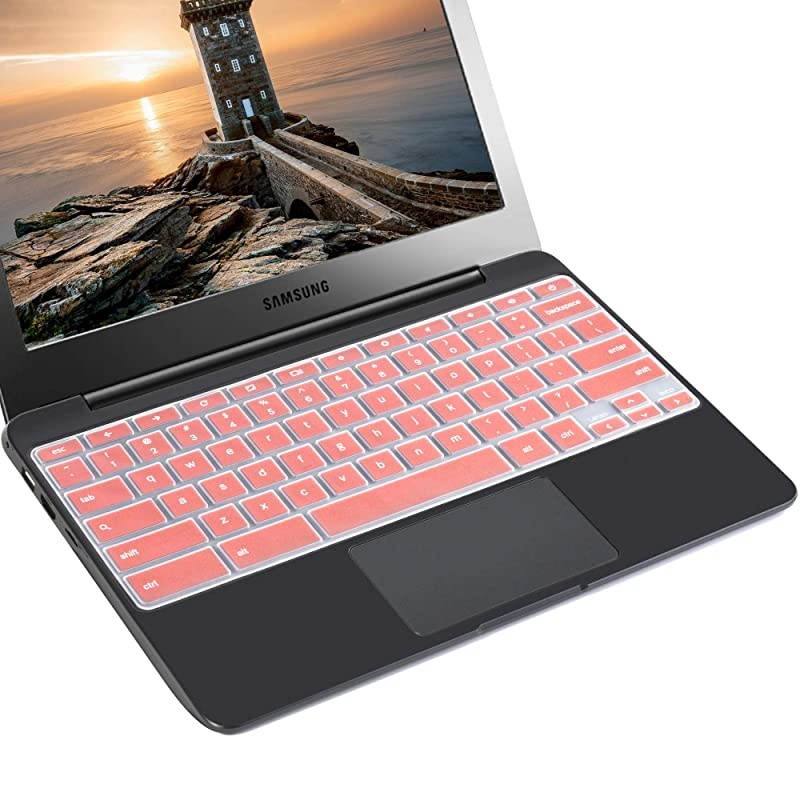 Pack] Samsung chromebook 4 Keyboard Cover Skin for Samsung Chromebook 11.6/15.6 inch Chromebook XE500C1, Chromebook 3 XE500C13,Chromebook Plus V-in-1 XE50QAB 1.(Clear and Pink)