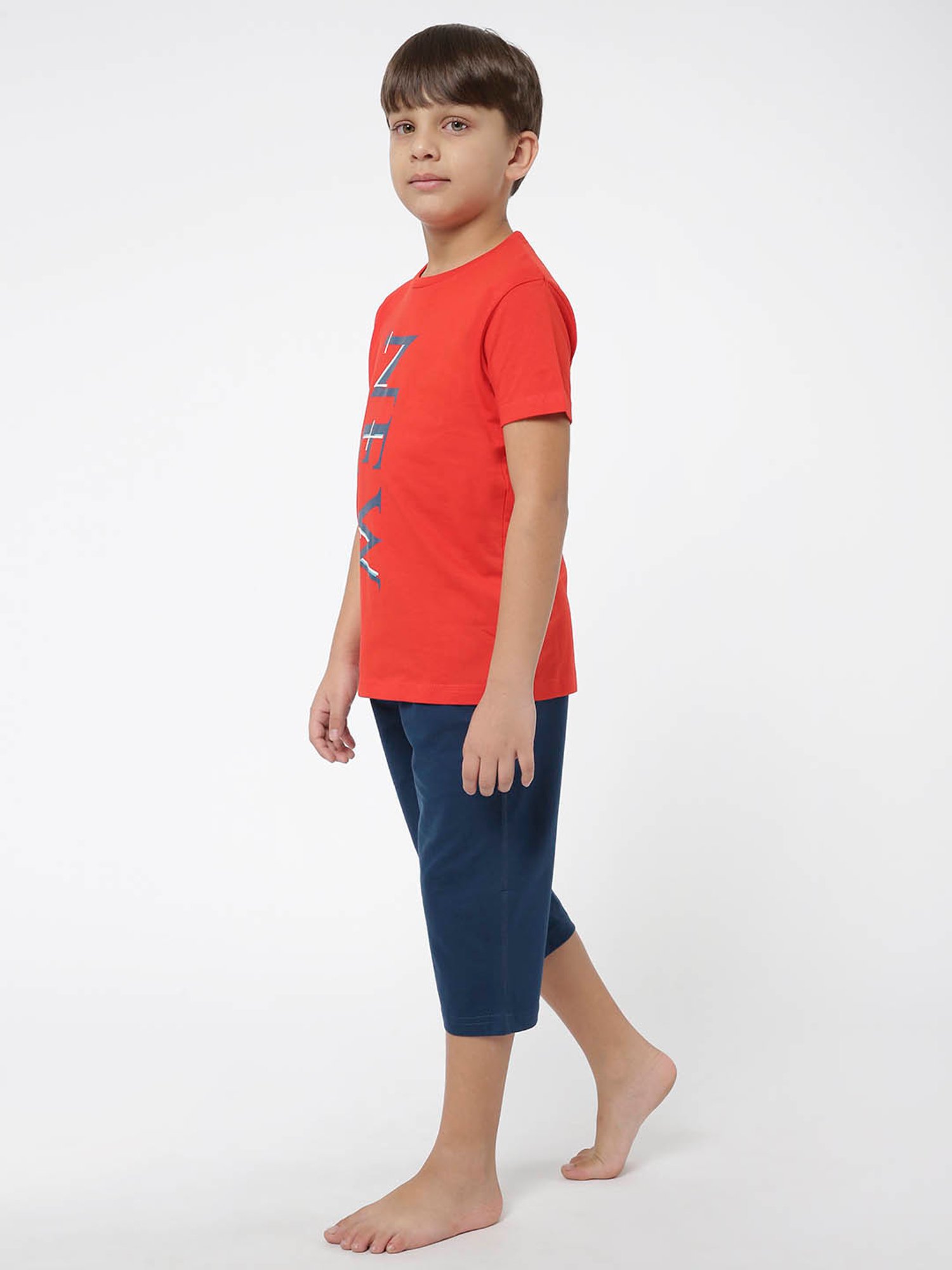 Sweet Dreams Kids Red & Blue Printed T-Shirt with Capri