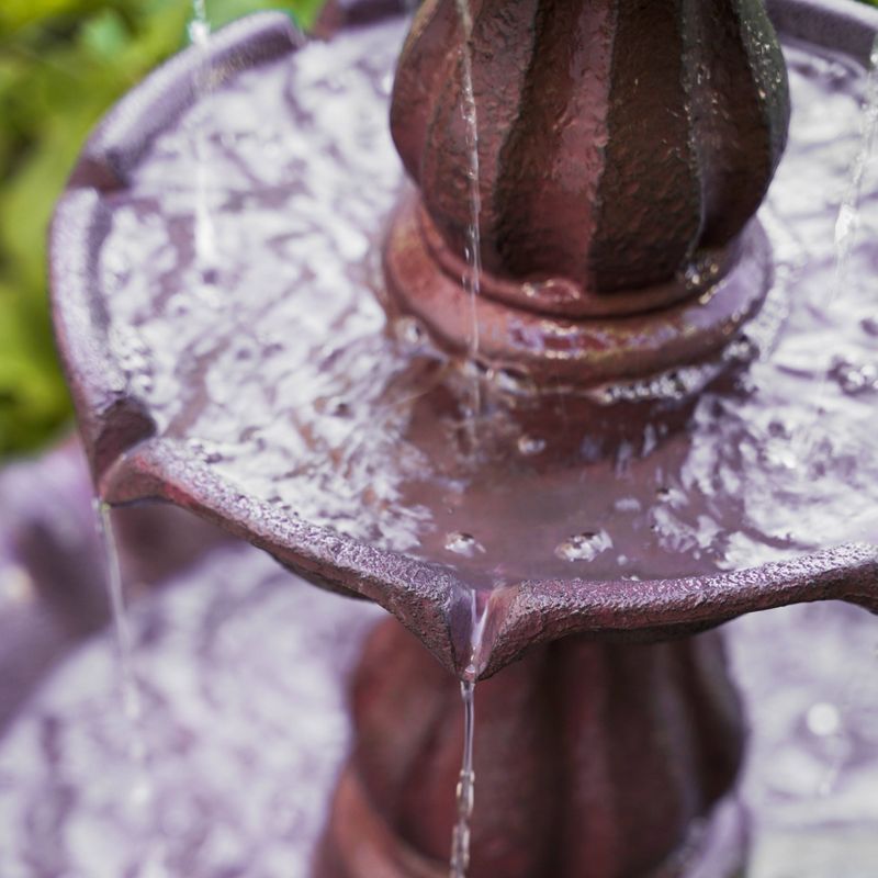 52" 3 Tier Freestanding Plastic Leaf Design Outdoor Birdbath and Birdfeeder Brown - XBrand