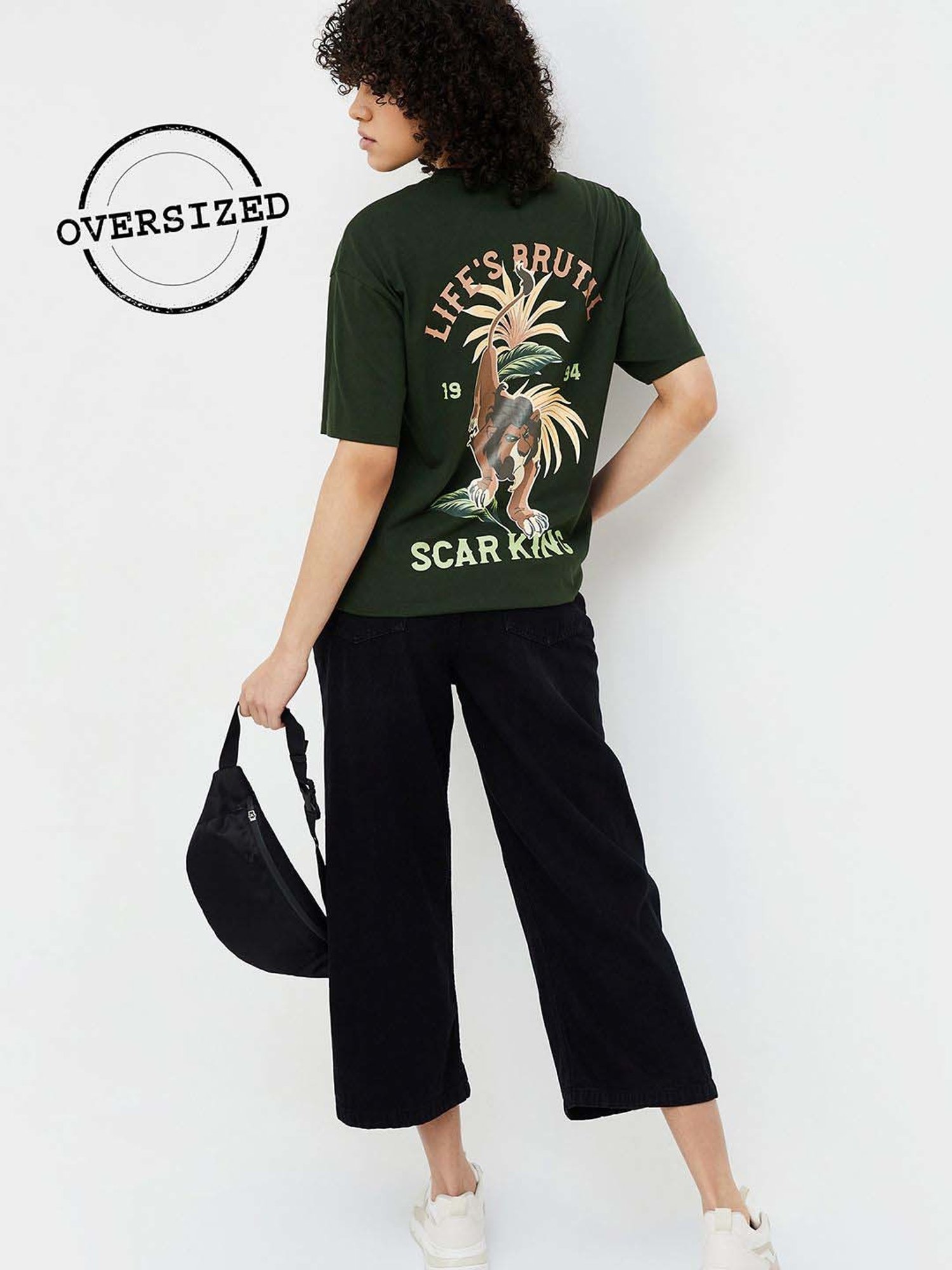 Ginger by Lifestyle Green Cotton Printed T-Shirt