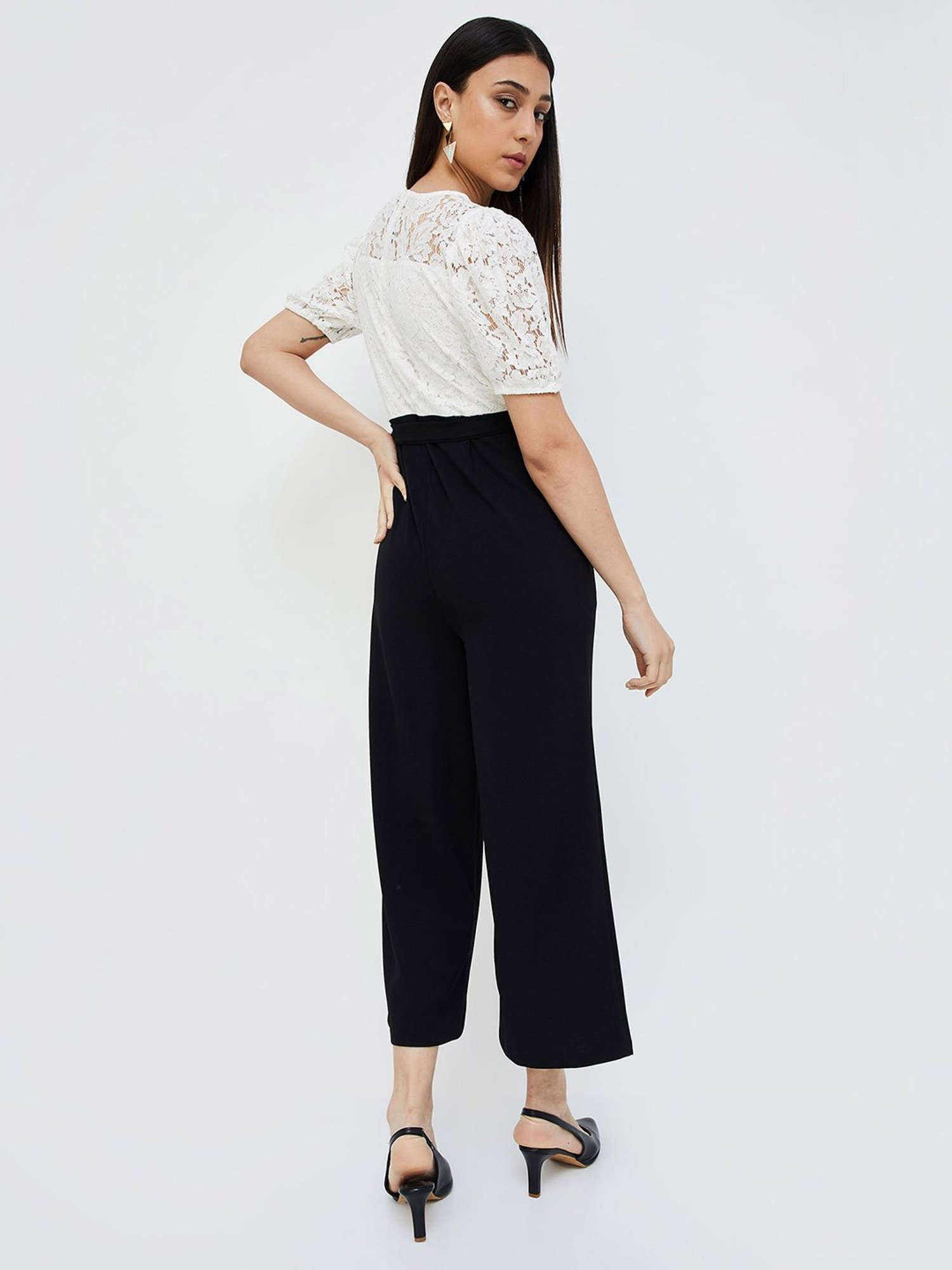 Code by Lifestyle Black & White Lace Jumpsuit