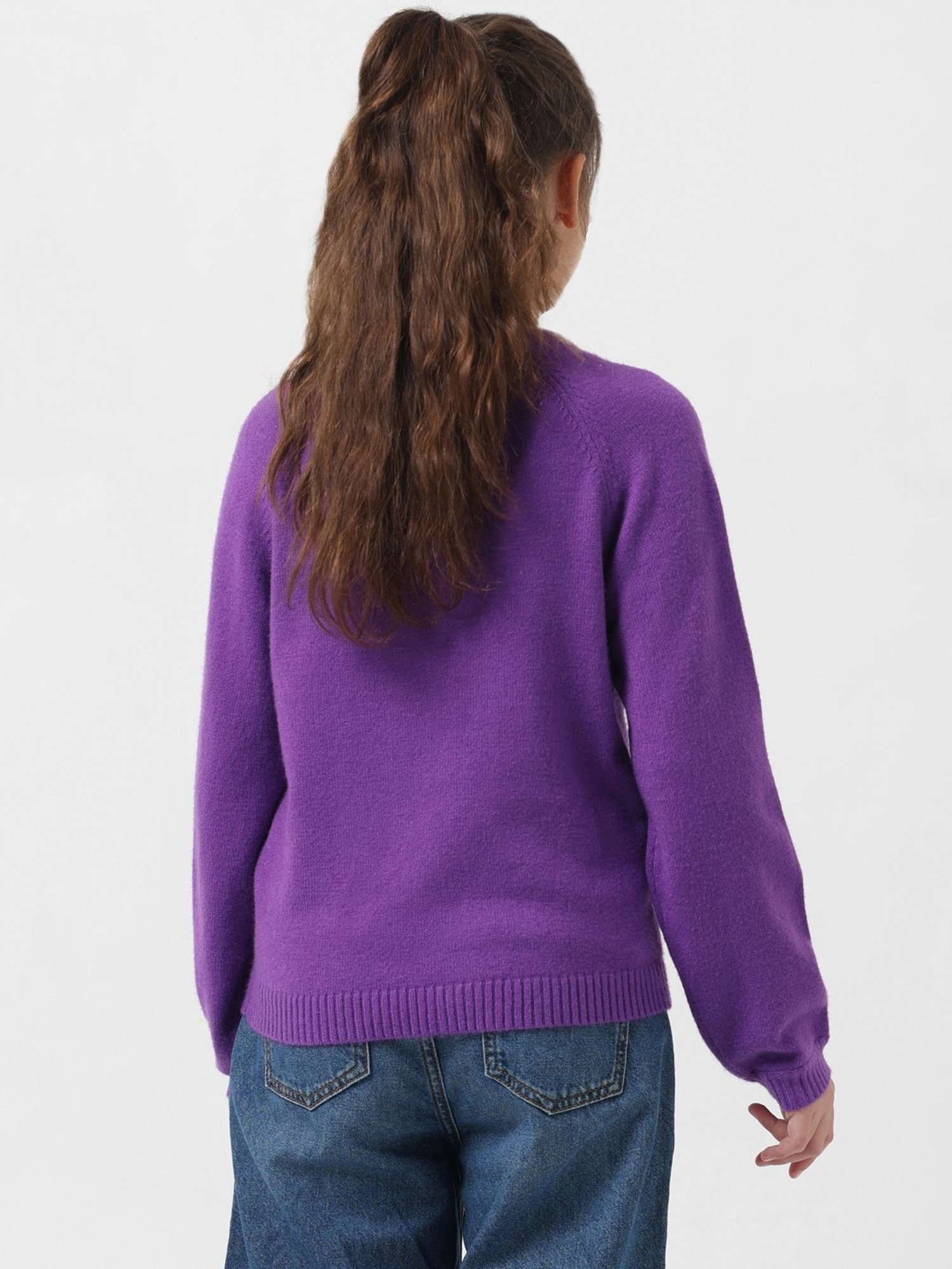 VERO MODA GIRL Purple Solid Full Sleeves Sweater