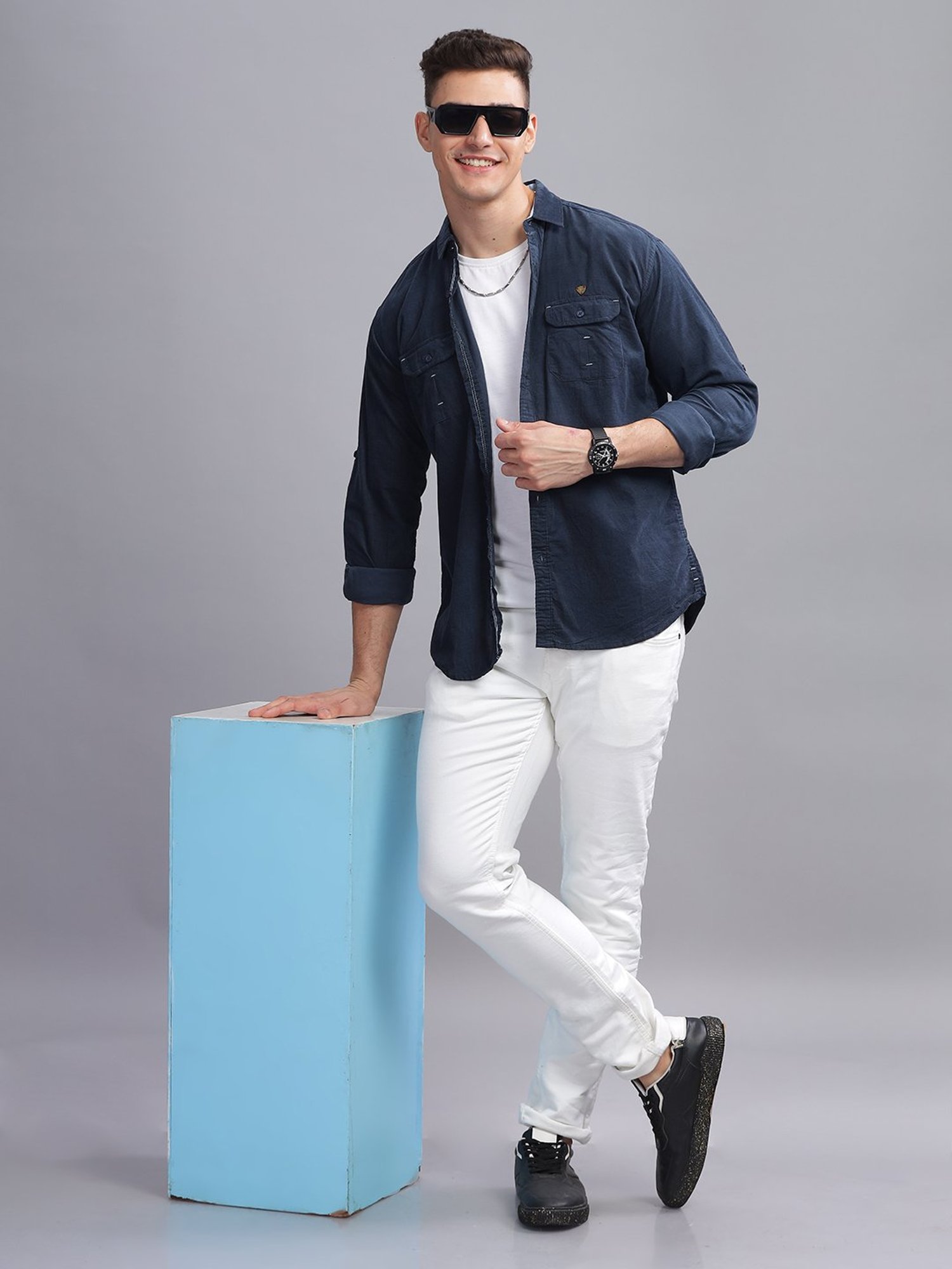 Kuons Avenue Navy Slim Fit Shirt