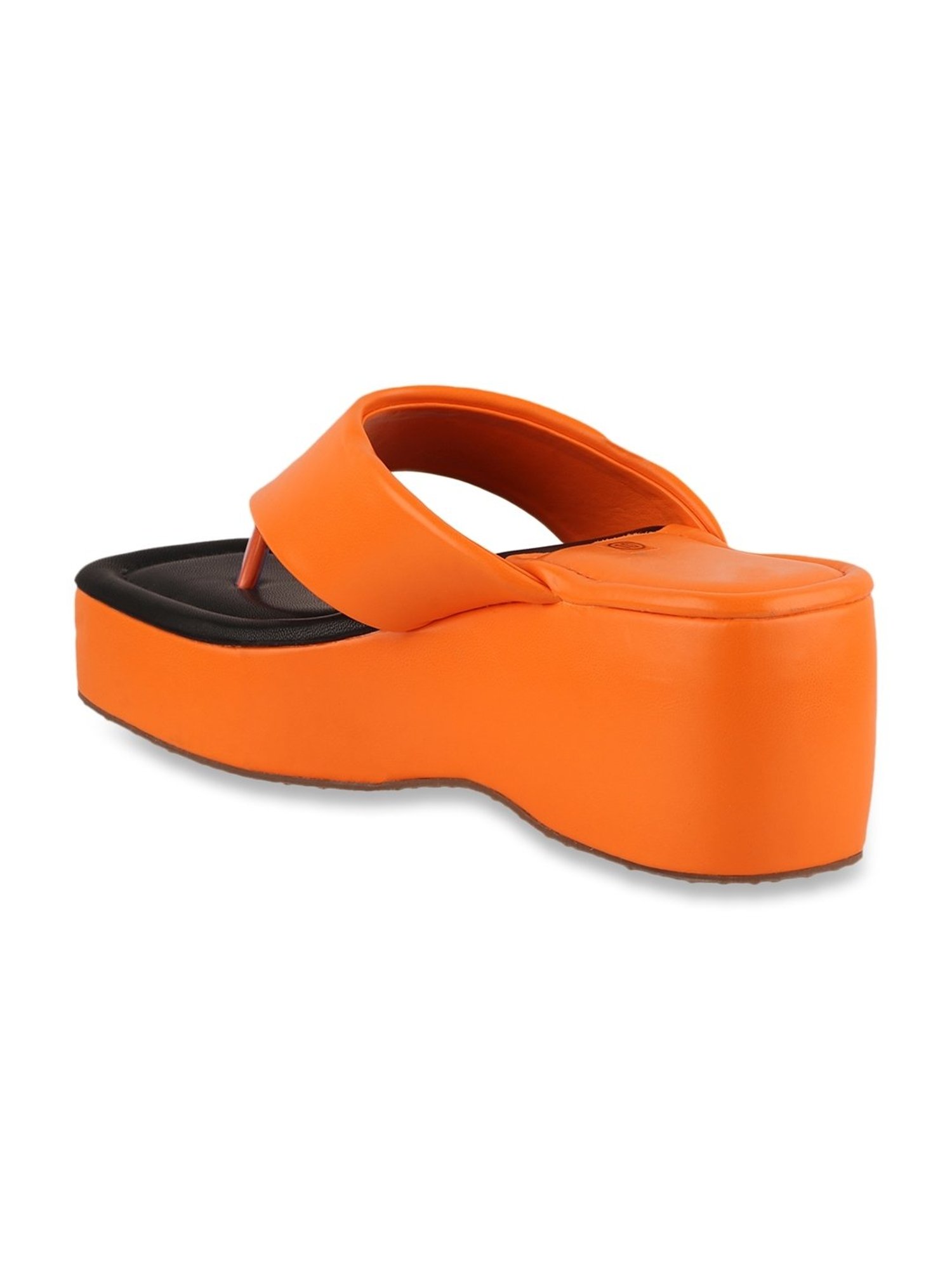 The White Pole Women's Orange Thong Wedges