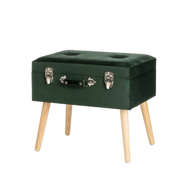 20" Velvet Upholstered Storage Stool Hunter Green - Glitzhome