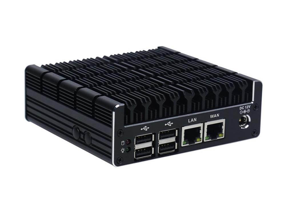 Fanless Mini PC Support AES-NI,Firewall, PFsense,Intel Celeron J3060 with 2*LAN/1*COM/2*HDMI/2*USB3.0/4*USB3.0/win 7 Linux mini pc(8GB Ram 128GB SSD)[Partaker C4]