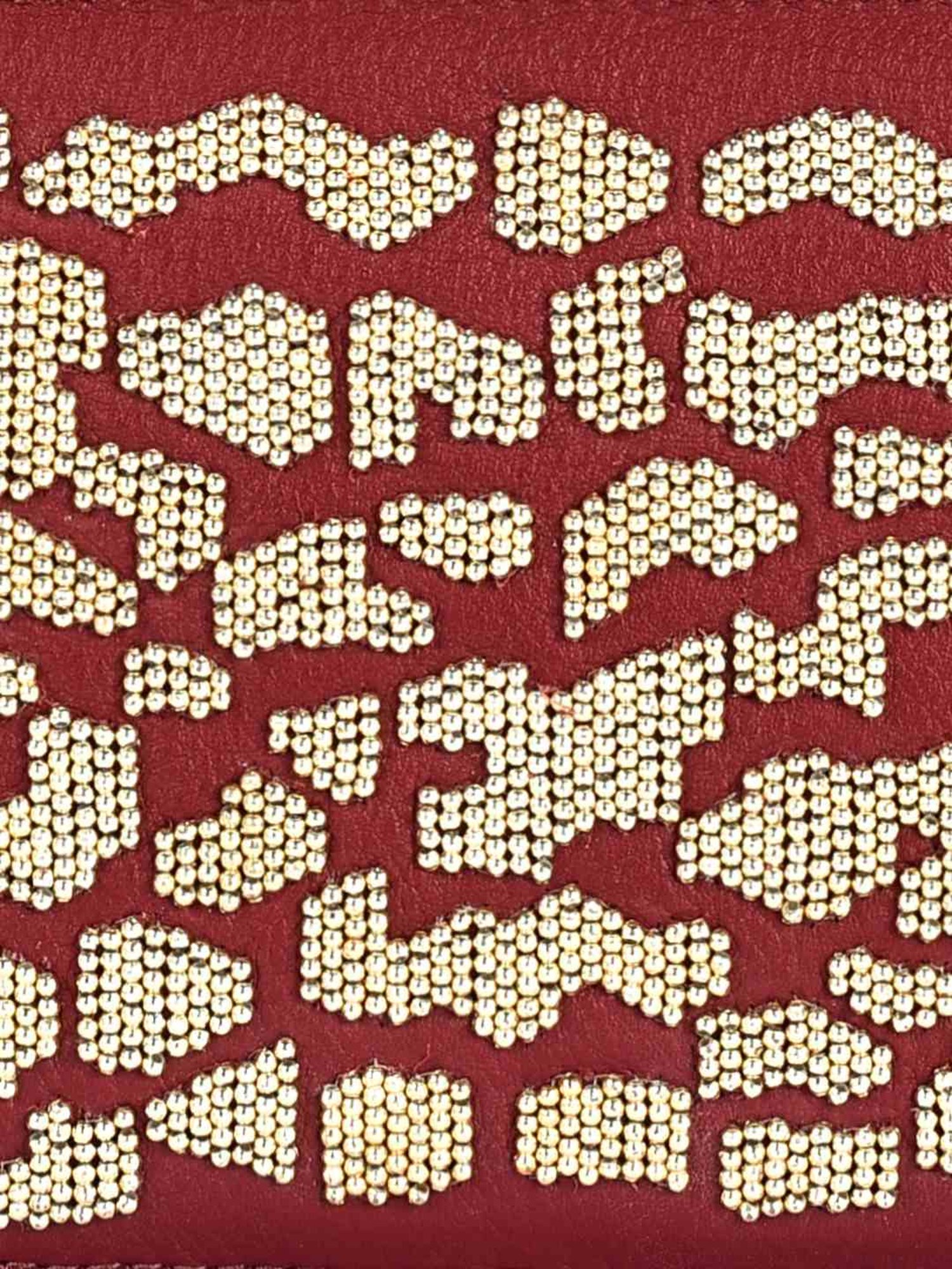 Eske Rosalie Maroon Embellished Medium Sling Handbag