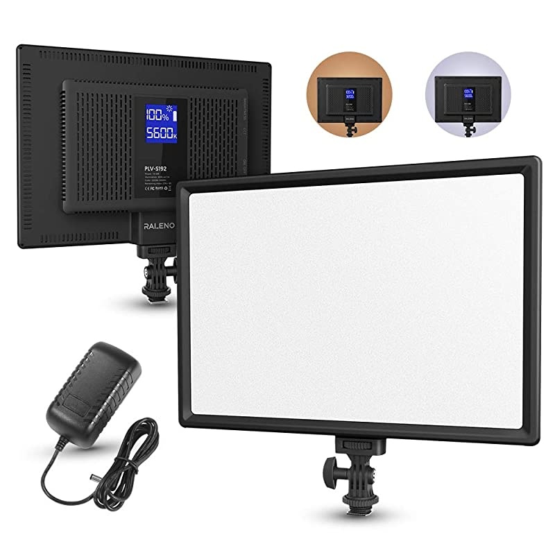 LED Video Soft Light Panel with LCD Display, for All Camera DSLR Photography, Built-in Battery, Dimmable Brightness Bicolor 3200K-5600K CRI 95+, Ultra-Thin for YouTube Studio Portraits Photo