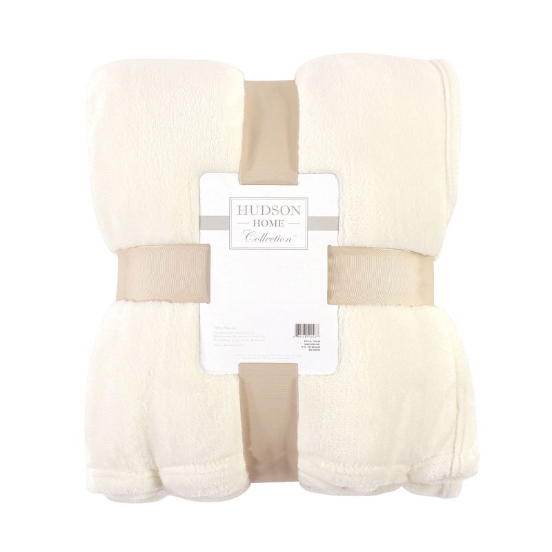 Hudson Home Collection Home Silky Plush Blanket, Cream Fleece, 108X90 In. (King)
