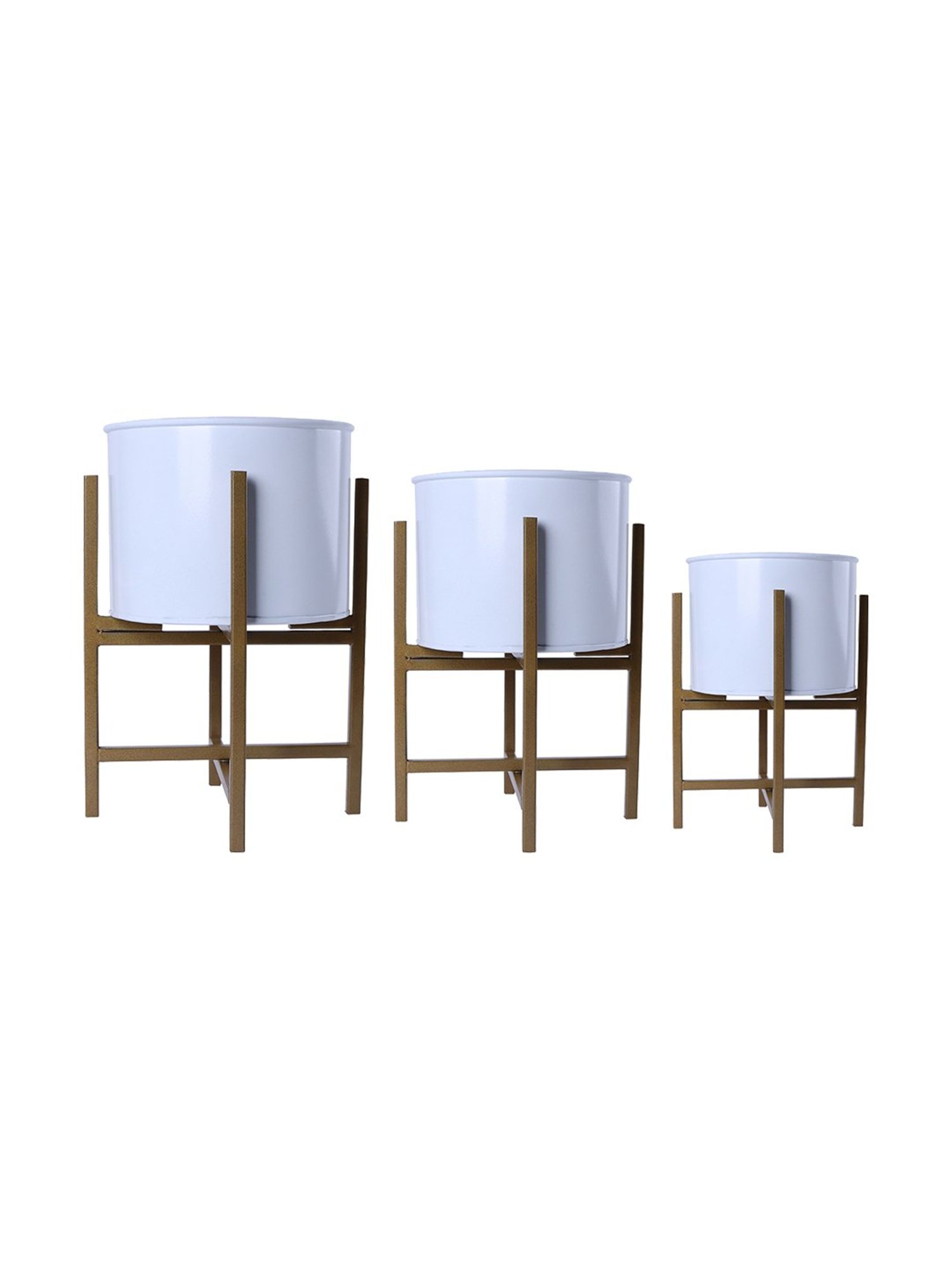 Homesake white Metal Planters Stand - Set of 3