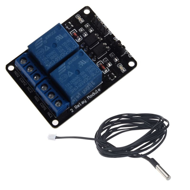 2 M NTC Thermistor Temperature Sensor Waterproof Probe Wire 10 K 1% 3950 Black + Relay Module 2Piece Set