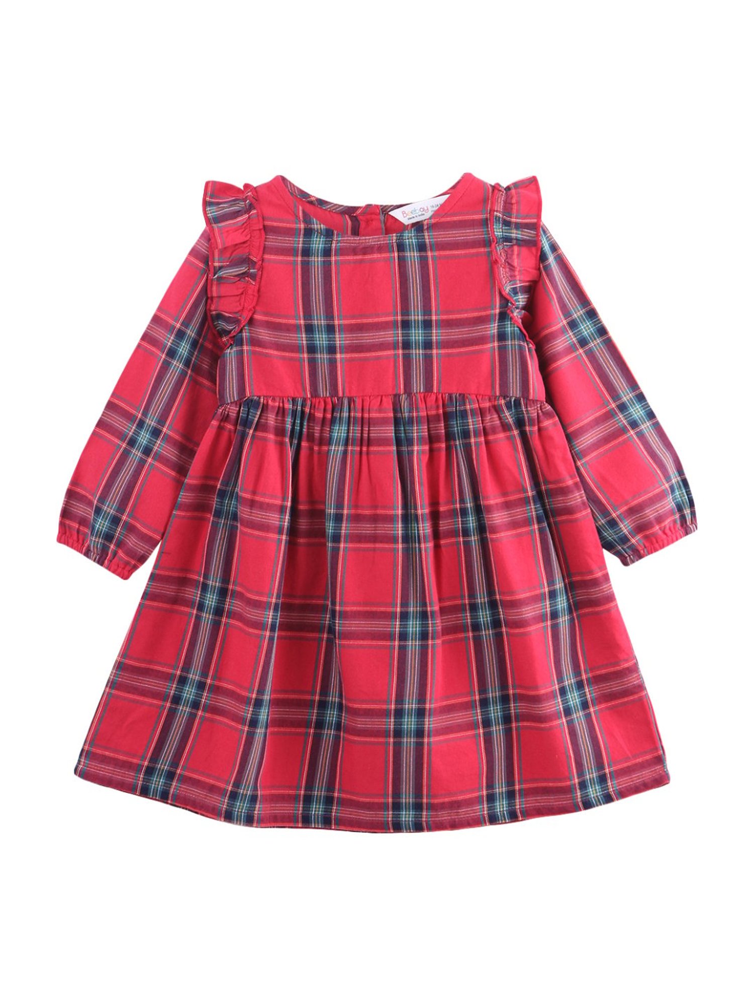Beebay Kids Red Cotton Plaid Pattern Dress