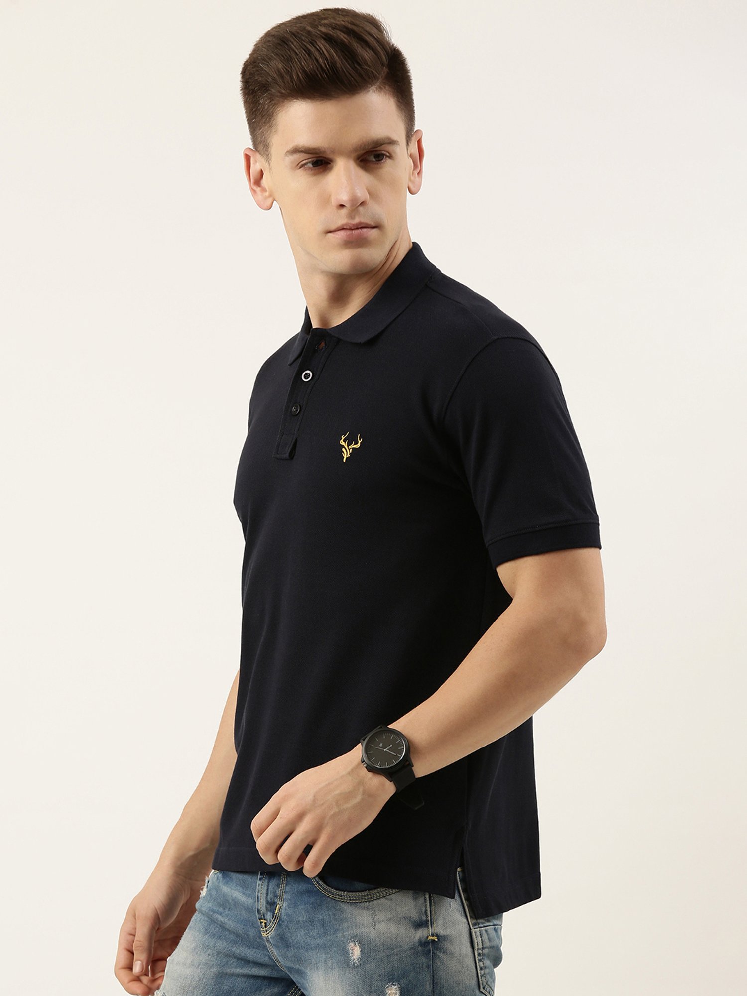 IVOC Navy Regular Fit Cotton Polo T-Shirt