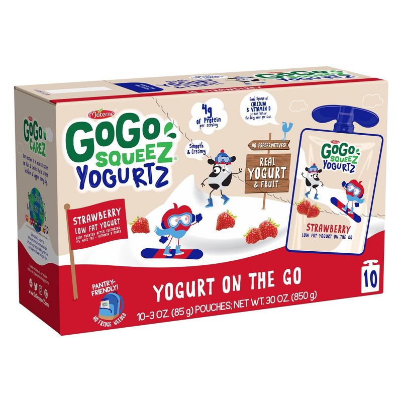 GoGo squeeZ Kids' YogurtZ, Strawberry - 3oz/10ct