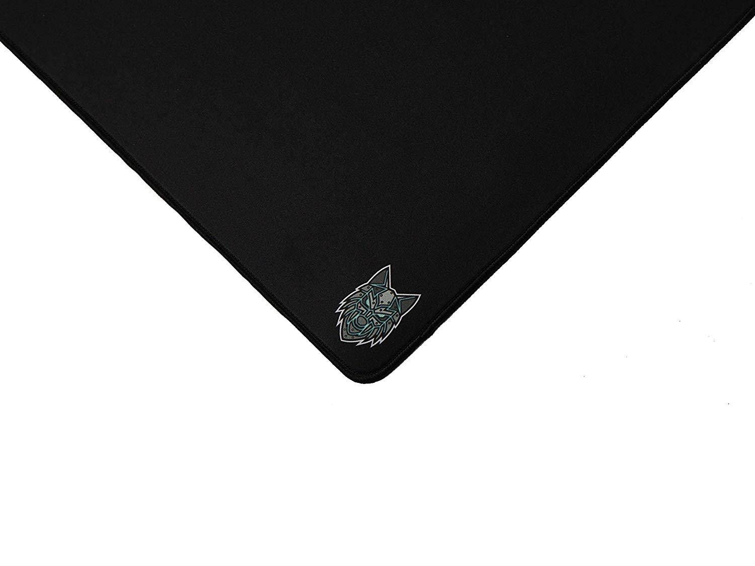 SoloQ Extended Mega Size Custom Professional Gaming Mouse Pad - Anti Slip Rubber Base - Stitched Edges - Large Desk Mat - 48" x 24" x 0.16" (Mega, Black with Blue Logo)