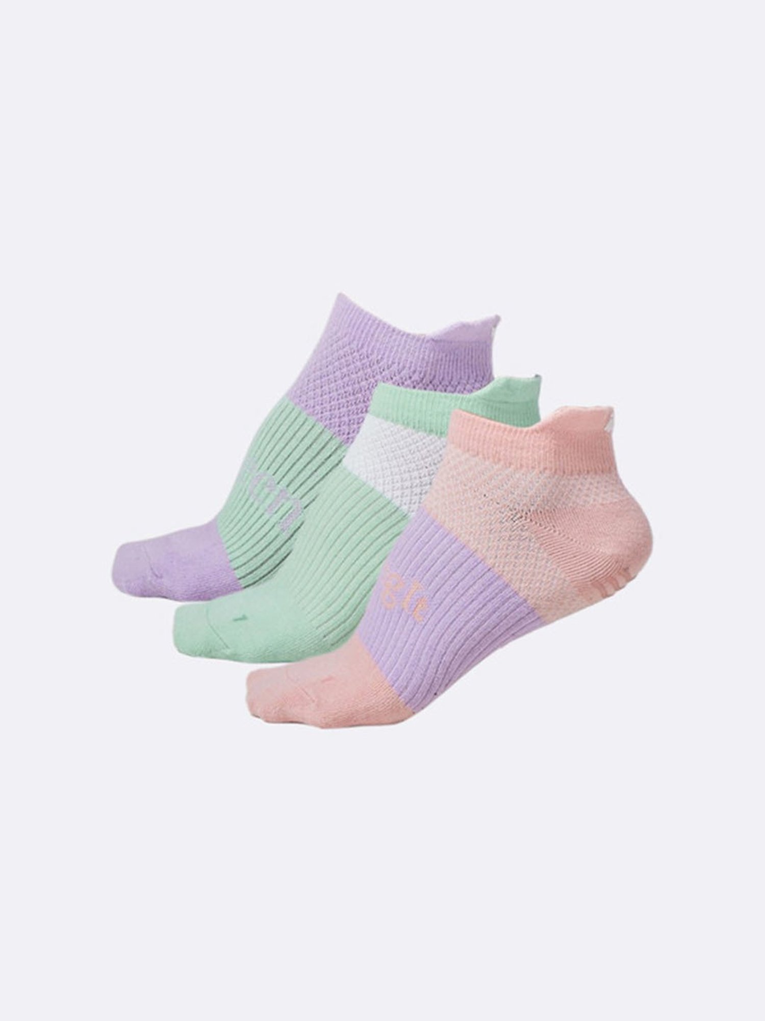 BlissClub Green & Purple All Day Performance Socks - Pack of 3