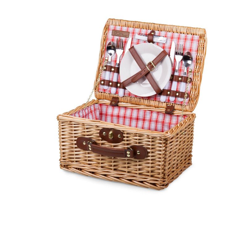 Picnic at Ascot Insulated Picnic Basket/Cooler Fully Equipped with Service for 2 - Trellis Green