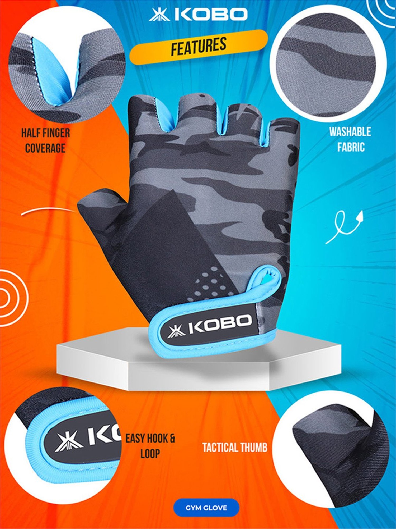 Protoner Gym Gloves with Padded Palm and Wrist Support (Black)