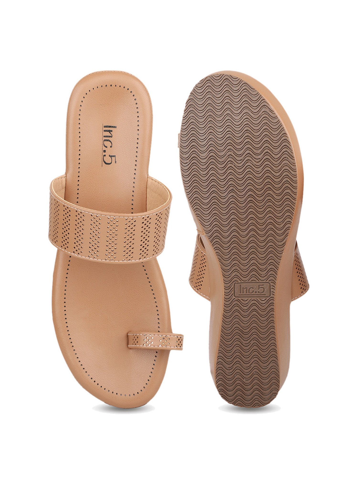 Inc.5 Women's Beige Toe Ring Wedges