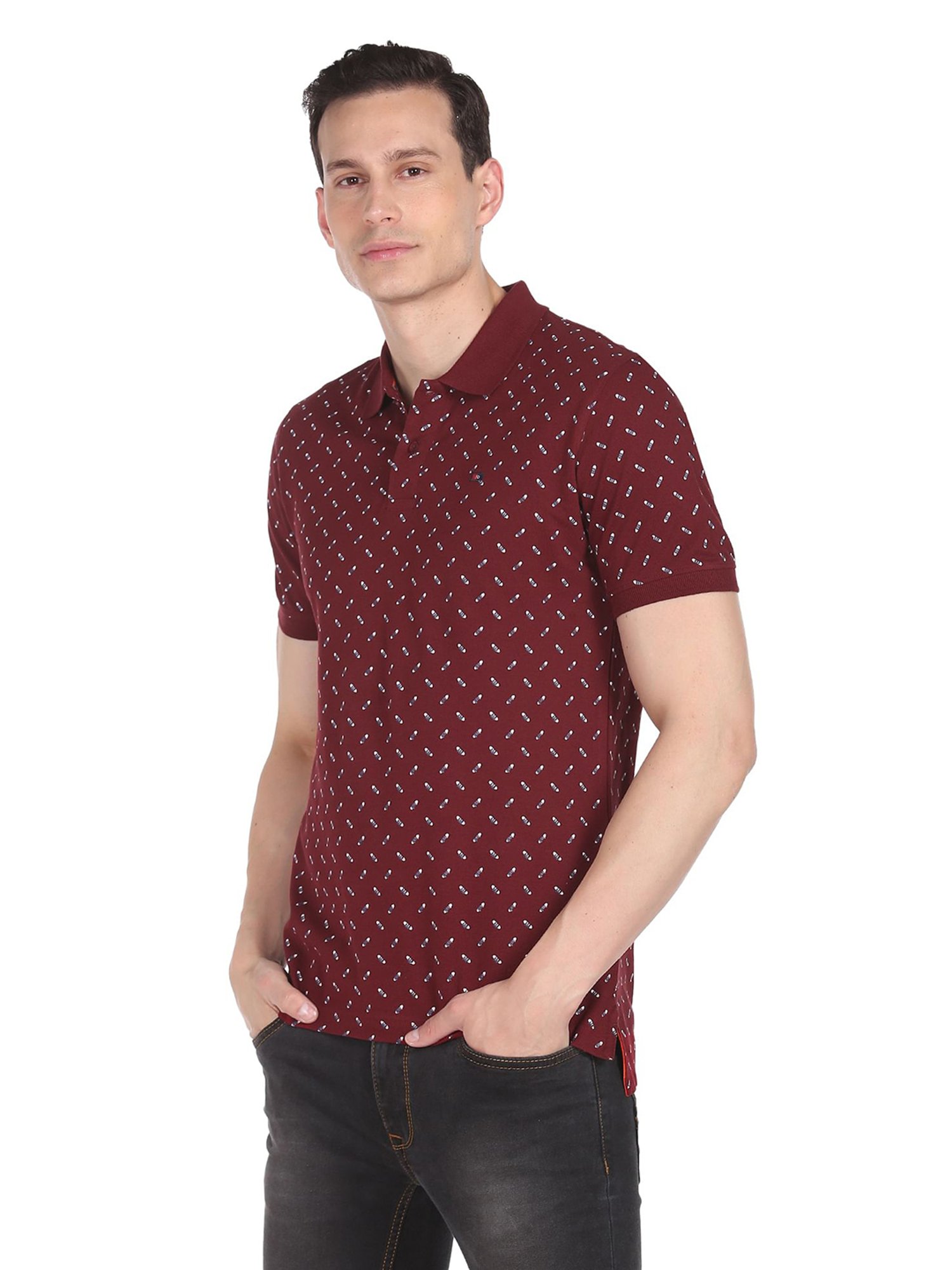 AD by Arvind Maroon Polo T-Shirt
