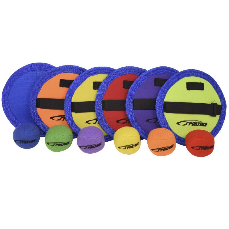 Sportime CatchPads and Balls, 7 Inches, Assorted Colors, set of 6