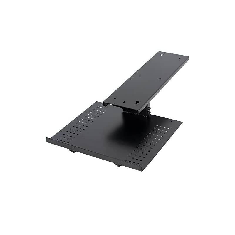 Black Sliding 19 x 6 inch Tray Track Adjustable Platform Mounted Under Desk | Laptop Notebook Holder for Office Desk DESKAC02A