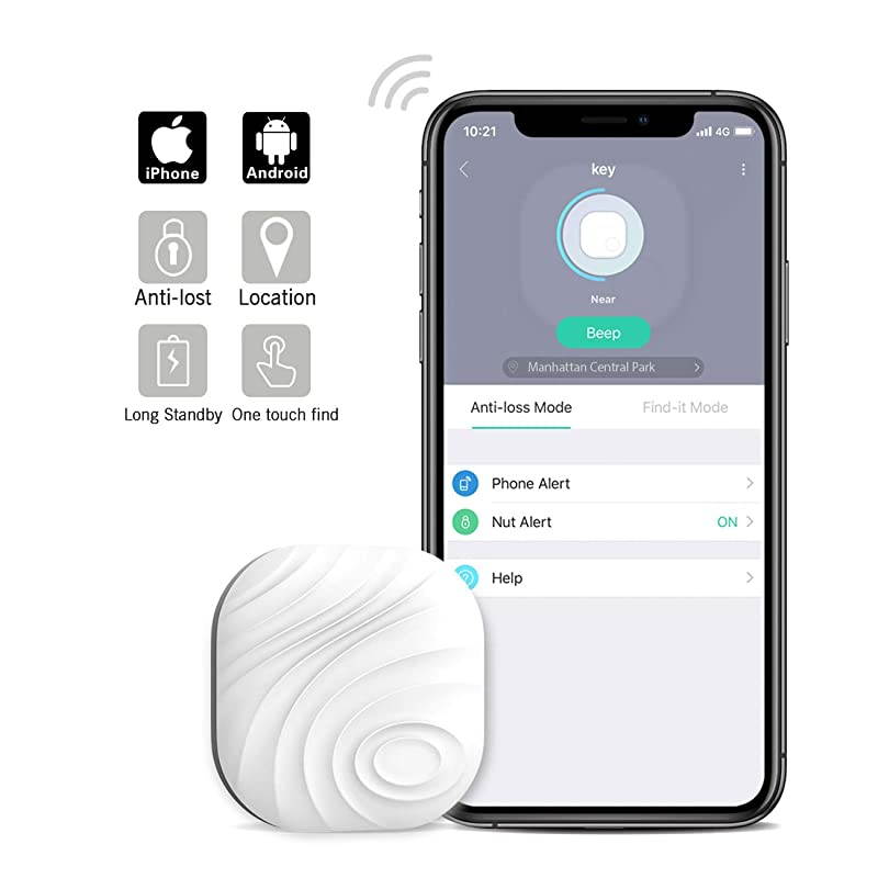 Smart Key Finder Bluetooth WiFi Tracker GPS Locator Wallet Phone Key AntiLost Bidirectional Alarm Reminder 1 Pack White
