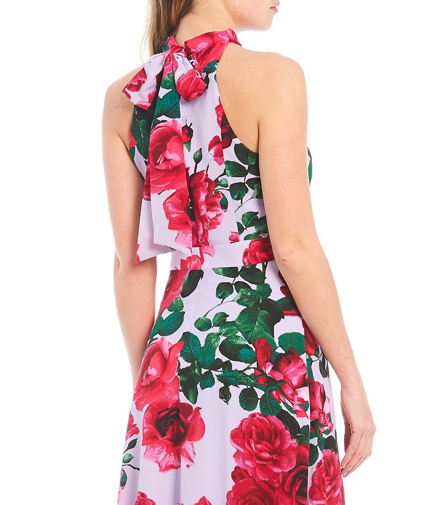 Laundry by Shelli Segal Mock Neck Floral Crepe Midi Dress