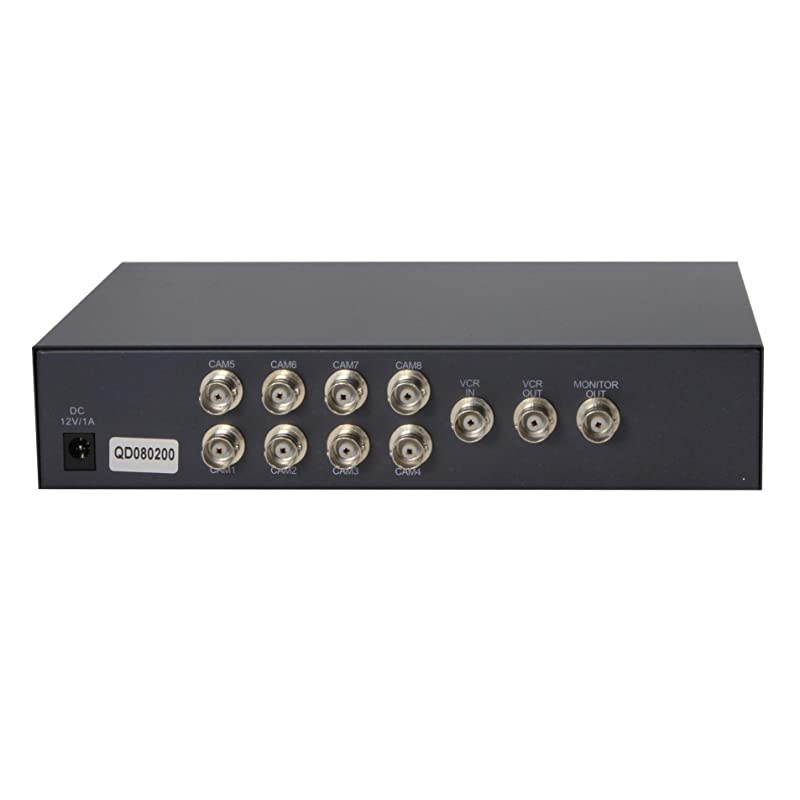 Video Quad Color 8CH Multiplexer Remote Control and Free 1Amp Power Adapter