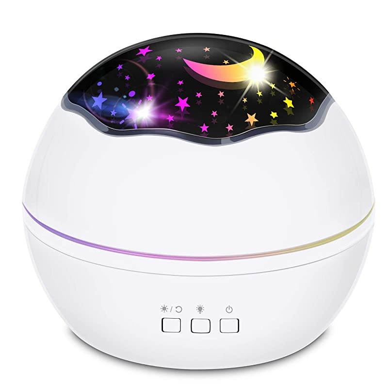 Star Projector Night Lights for Kids Led Multiple Colors 360 Degrees Rotating OceanCosmos Star Sky Night Lamp for Baby Bedroom White