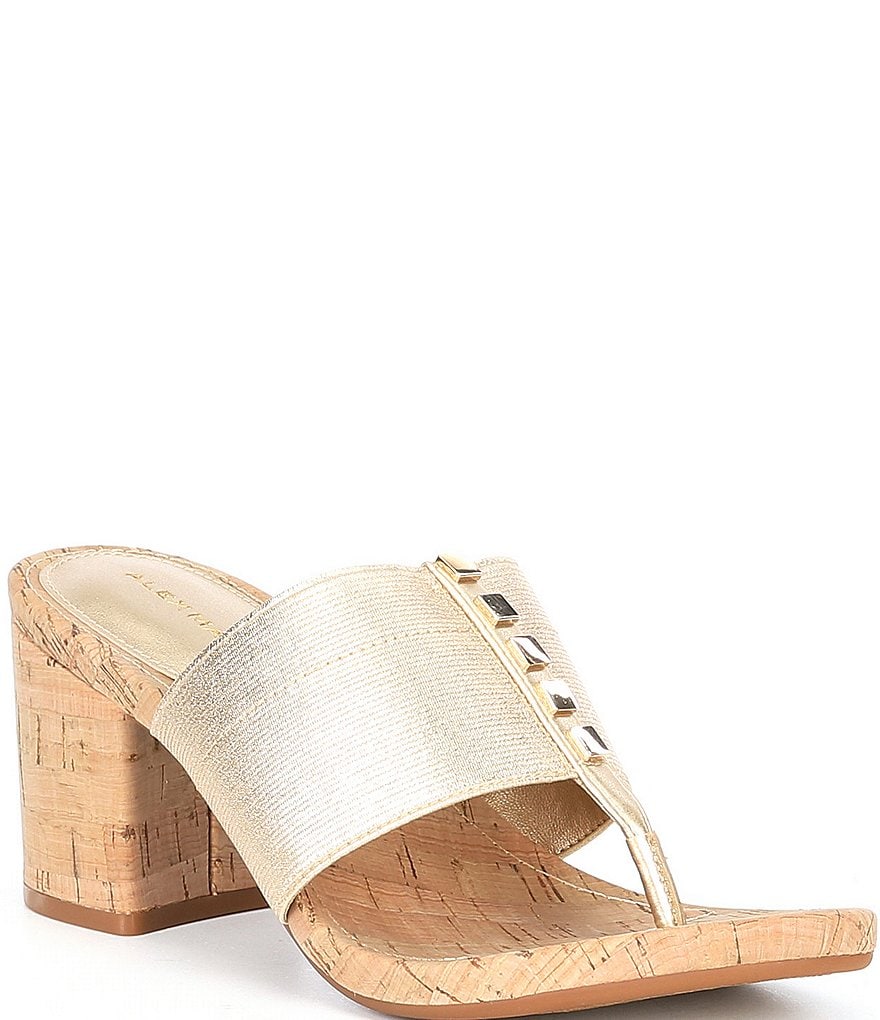 Alex Marie Barianne Elastic Thong Block Heel Sandals