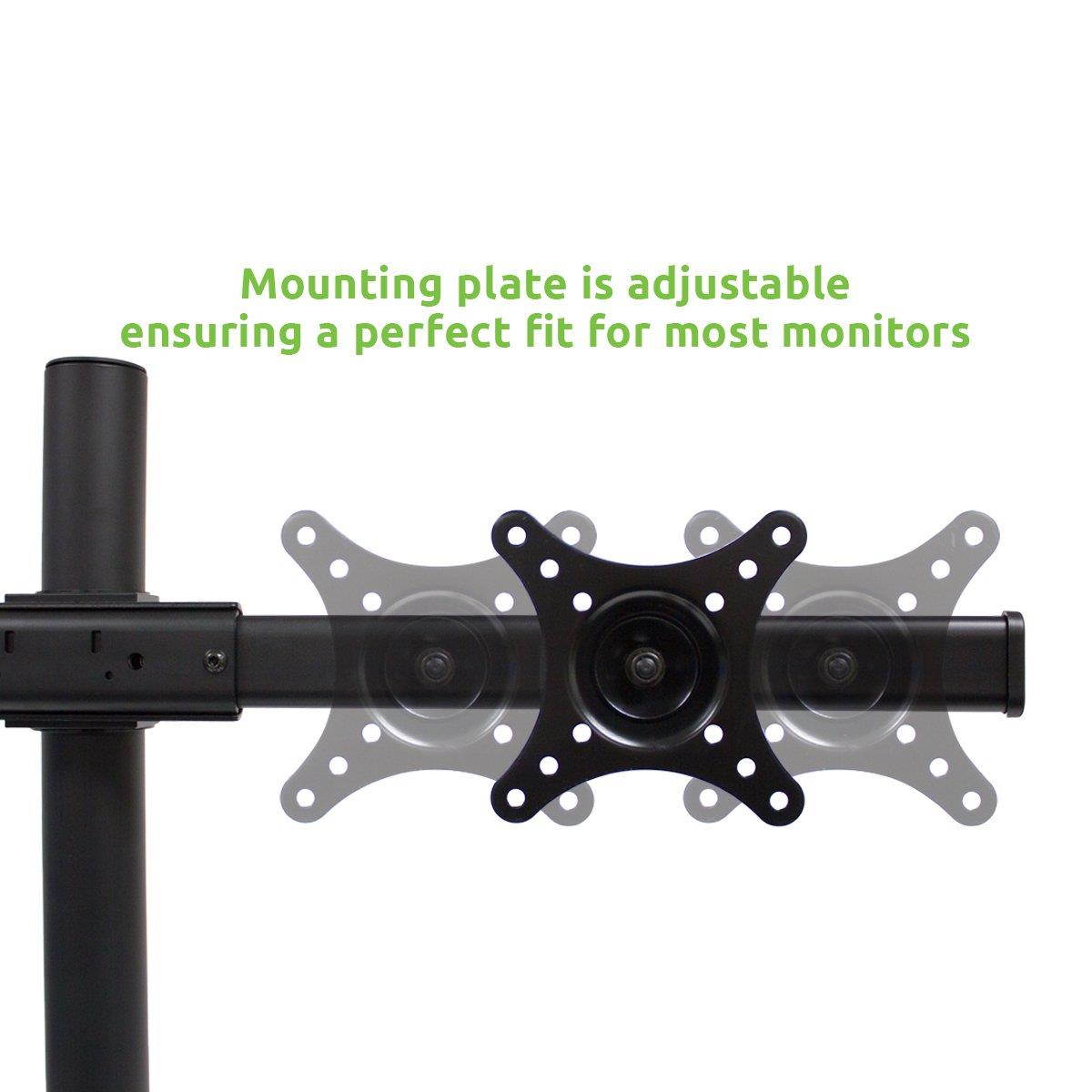 NavePoint Triple LCD Monitor Curved Mount Stand C-Clamp With Adjustable Tilt Holds 3 Monitors Up To 24-Inches Black