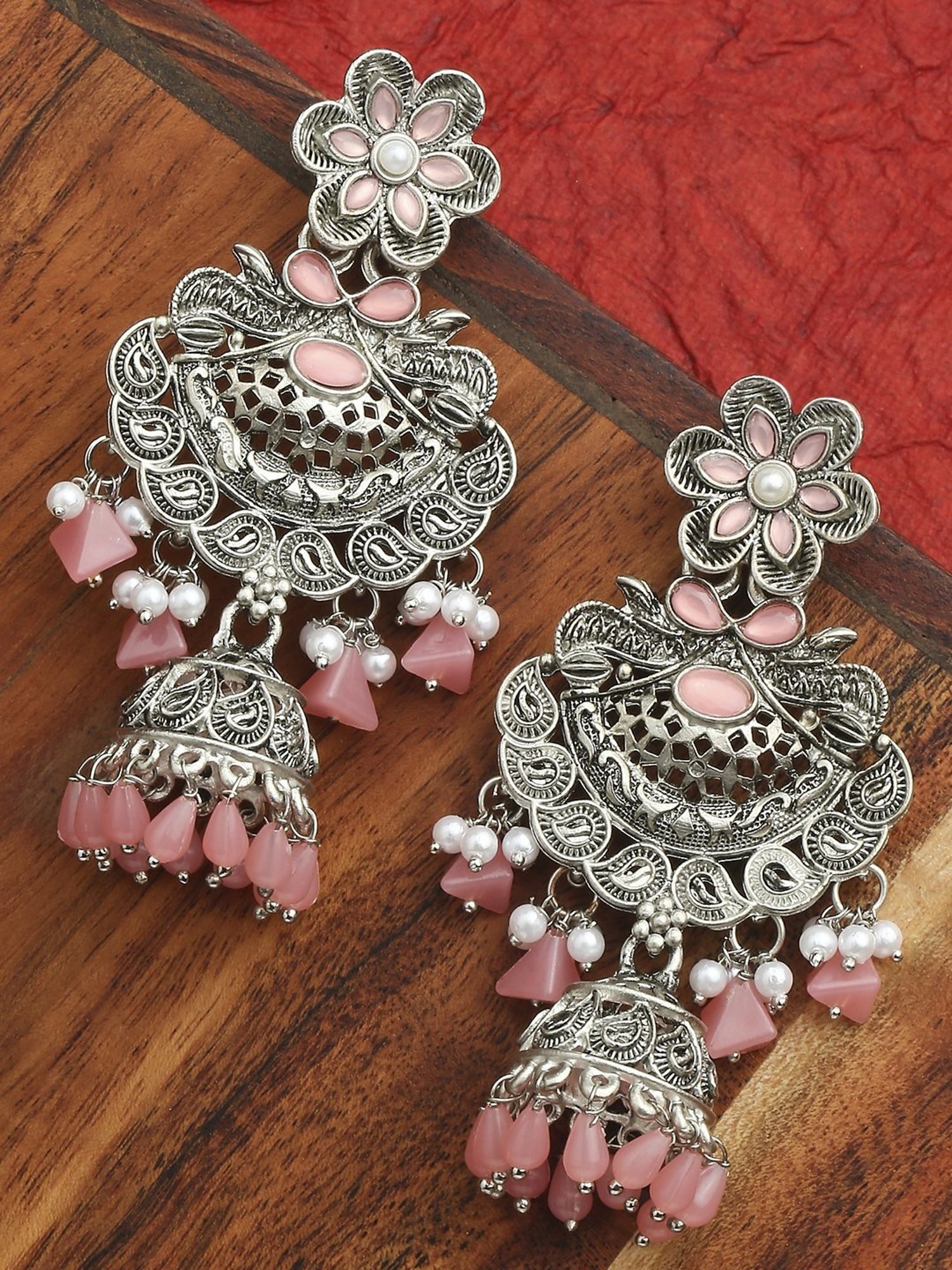 Sri Jagdamba Pearls Black Rosy Pearl Drop Earrings