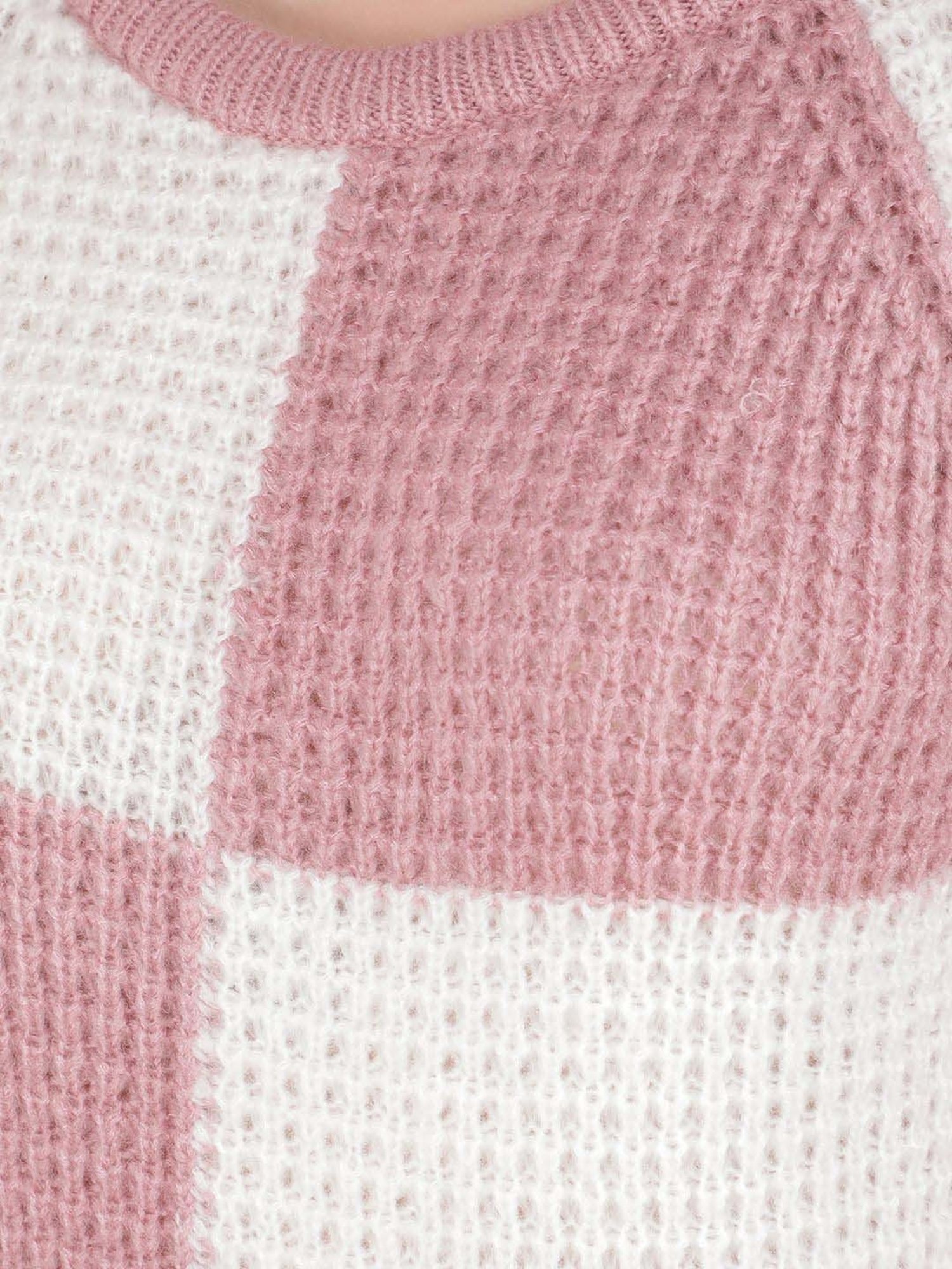 Crimsoune Club White & Pink Color-Block Sweater