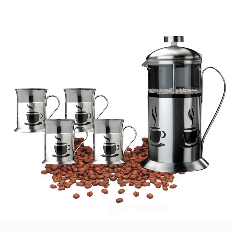 BergHOFF 5 Pcs 18/10 Stainless Steel French Press and Cup Set