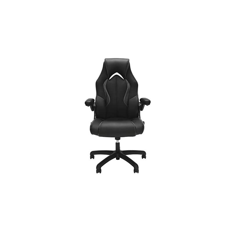 Essentials Collection High-Back Racing Style Bonded Leather Gaming Chair, in Black