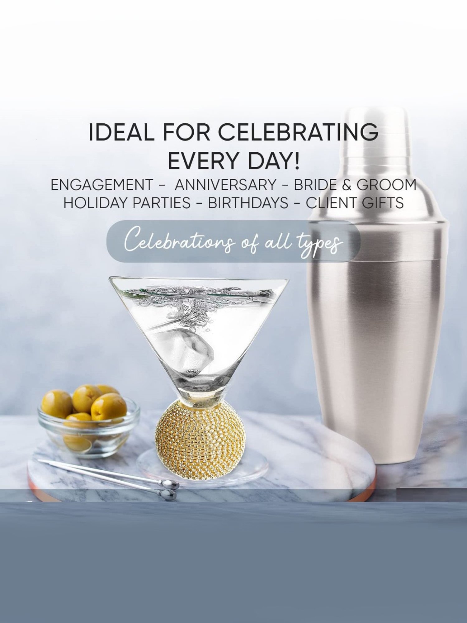 Melbify Jewel Ball Transparent Glass Martini & Wine Glass with Designer Bottom (220ml) - Set of 2