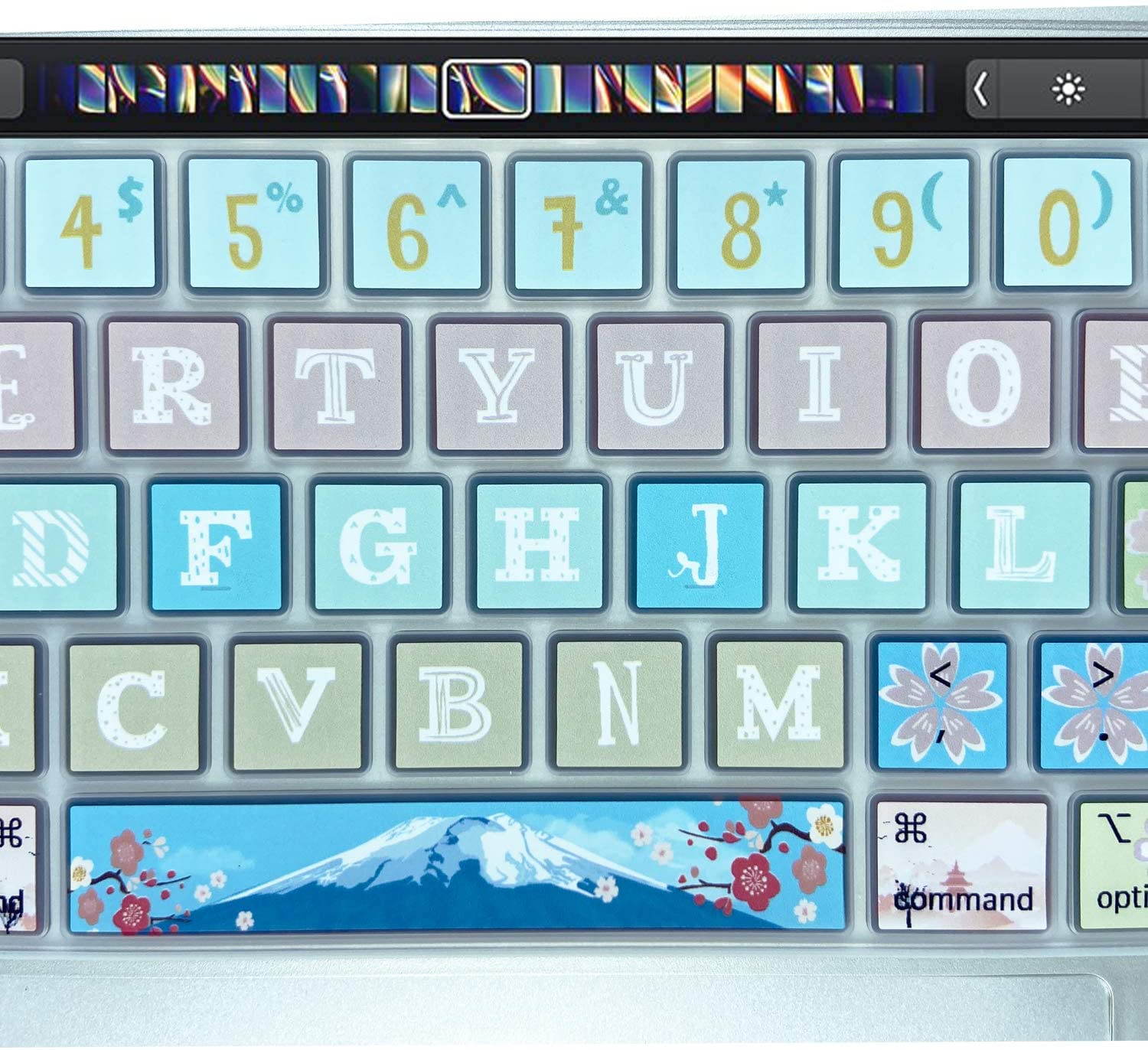 SANFORIN Silicone Keyboard Cover Skin for 2019 MacBook Pro 16 inch A2141 with Touch Bar & Touch ID/2020 MacBook Pro 13"(A2289/A2251) with Magic Keyboard, Big Letter and Flower Design, Flamingo