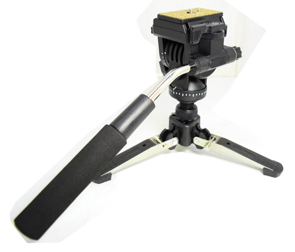 Koolehaoda Professional Camera Aluminium Monopod Fluid Video Head with Folding Three Feet Support Stand, Max:58.2"