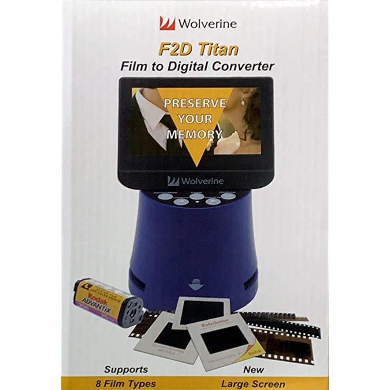 Titan 8in1 20MP High Resolution Film to Digital Converter with 43 Screen and HDMI Output Worldwide Voltage 110V240V AC Adapter Plus 3  Slide Trays Black Bundle