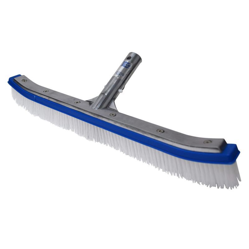 Blue Devil 18 Inch Pool Brush + 5 to 15 Foot Pole + Corner and Step Brush