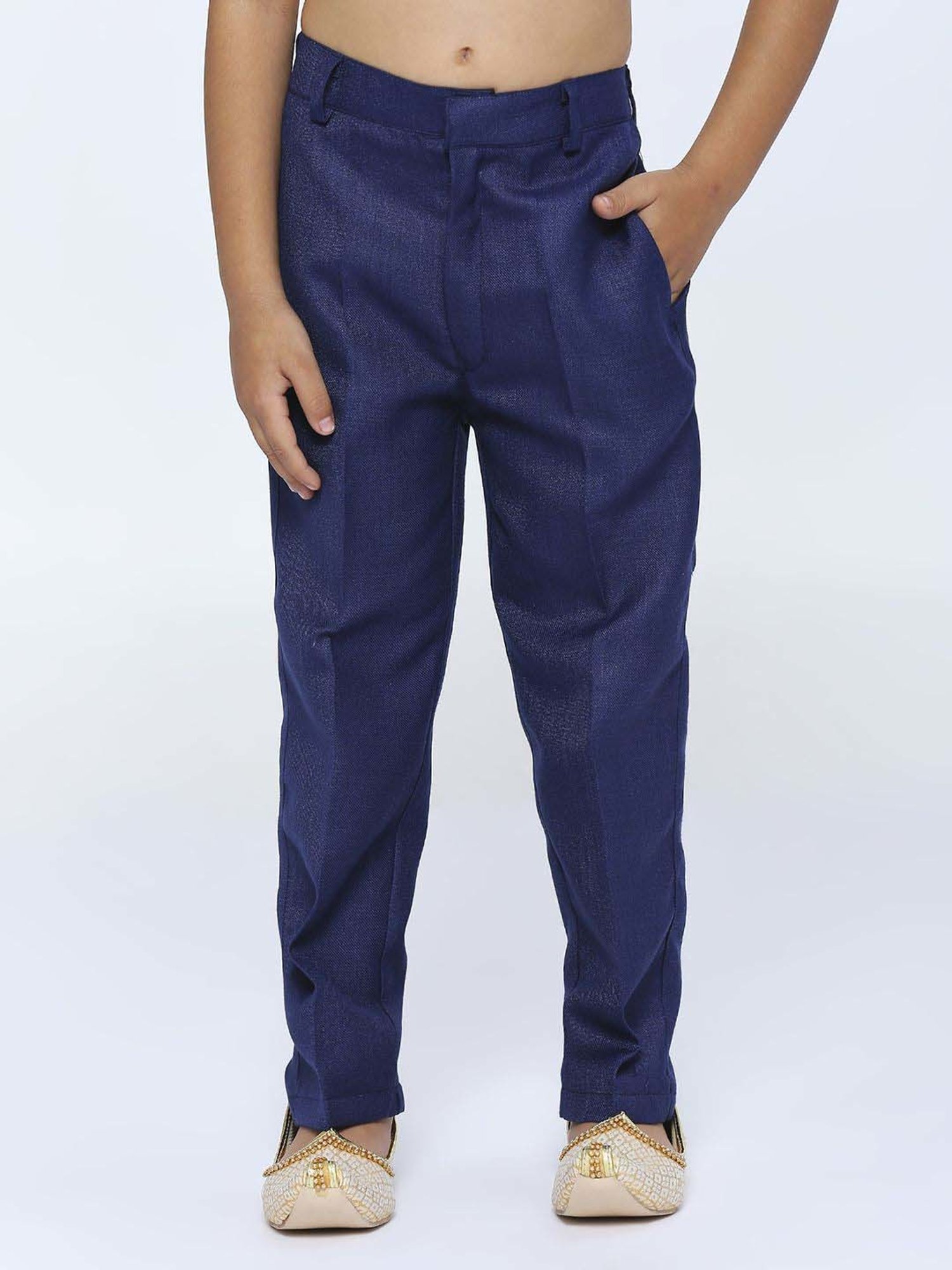 Kids Island Boys Blue Sequence Full Sleeves Kurta Set