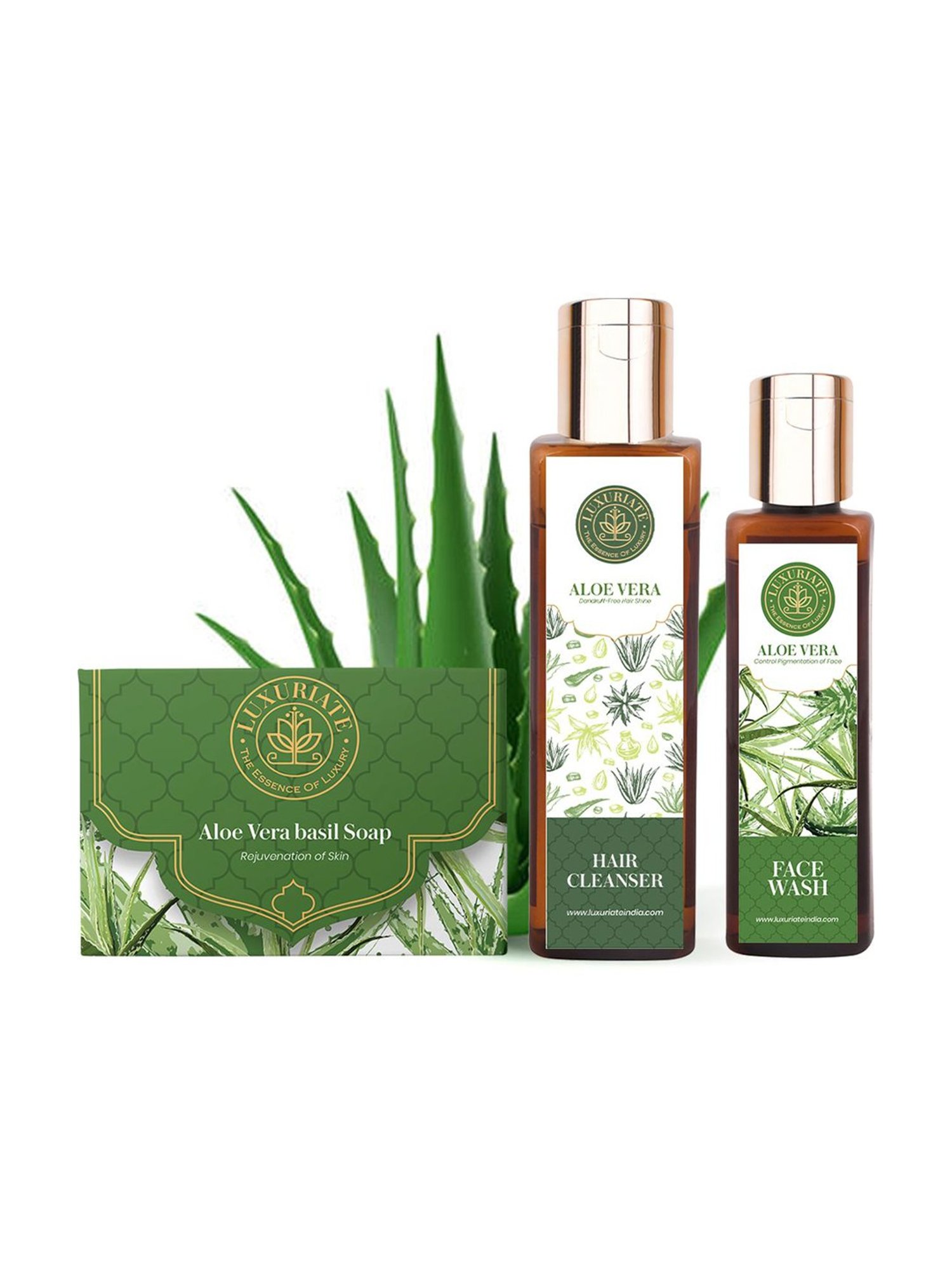 Luxuriate Aloe Vera Soap, Face Wash Gel & Anti Hair fall & Dandruff Shampoo