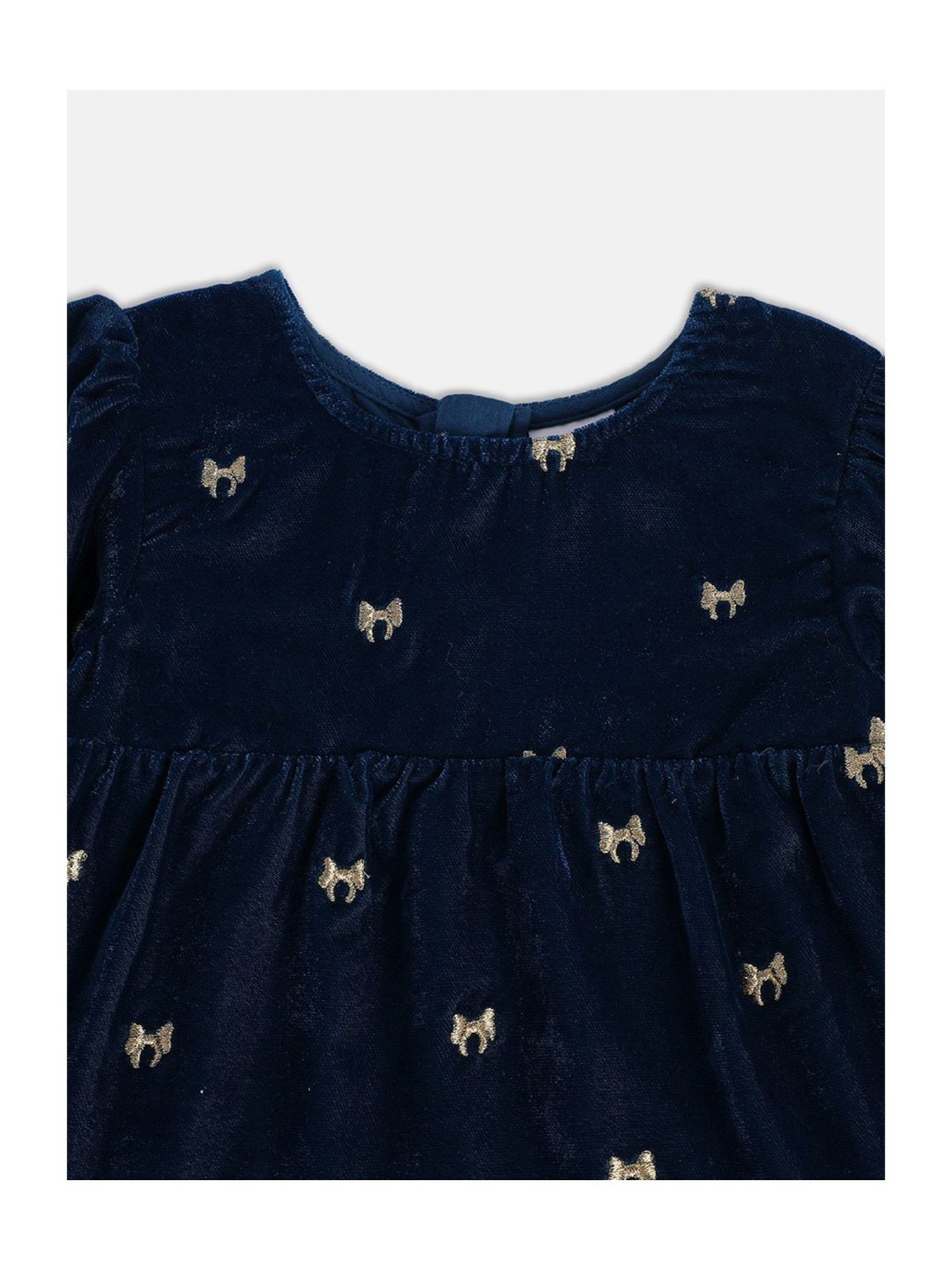 Nauti Nati Kids Blue Embroidered Dress