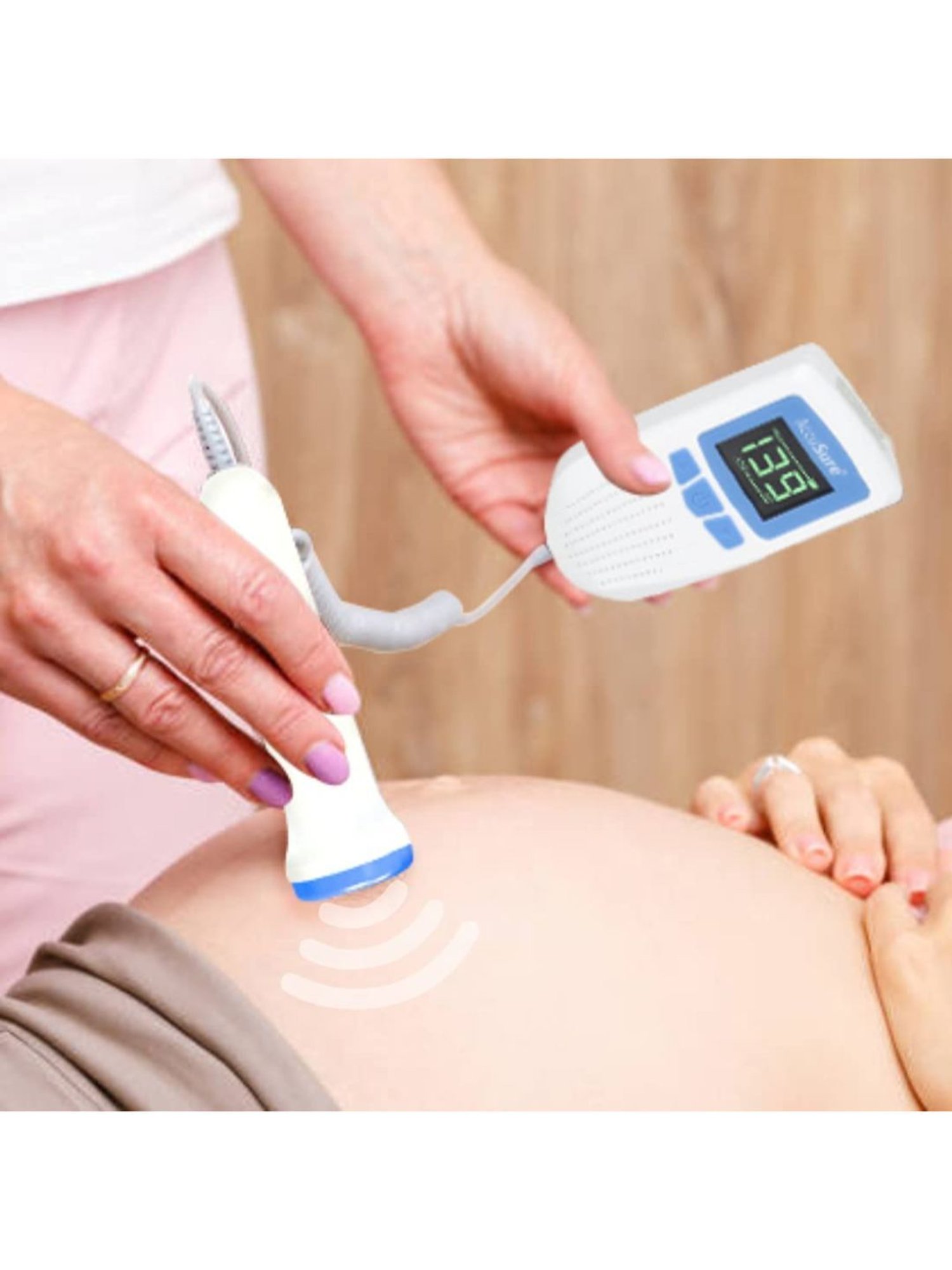 AccuSure Fetal Doppler for Doctors and Mothers with USB Charging (White)